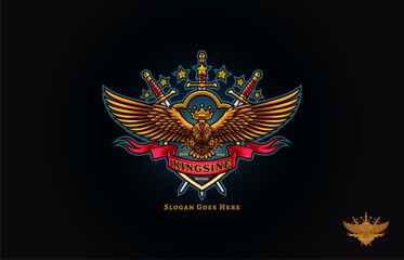 Heraldic Golden Eagle Logo, vector illustration