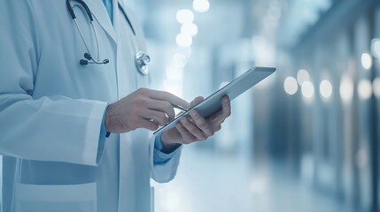 Medical technology and Healthcare concept Two doctor working with tablet in room at the hospital : Generative AI