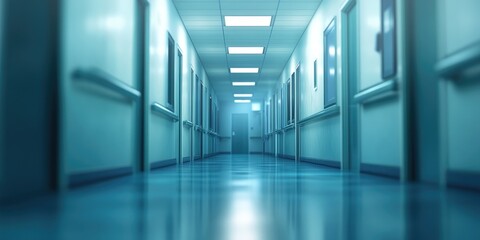 Obraz premium Blurred background of a hospital or clinic corridor.