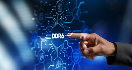 DDR6 Technology concept. RAM Memory Hardware. DDR-6