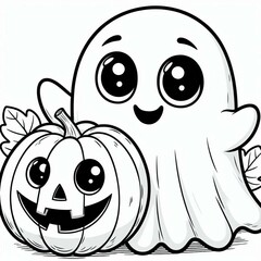 Halloween coloring book page Photo ai generative