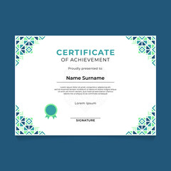 Oriental Geometric Certificate Template Design with Corner Ornament