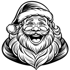 Fototapeta premium Santa face silhouette art design on white background.