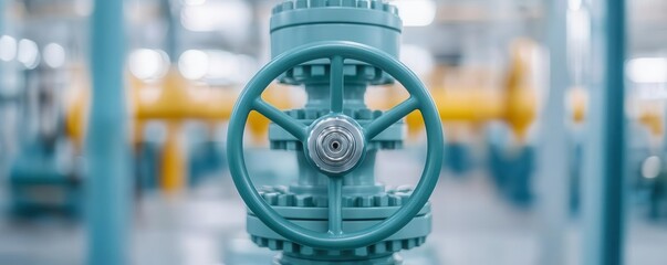 A closeup of an industrial globe valve