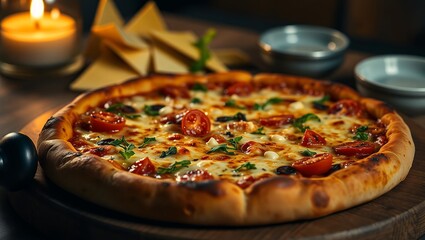 delicious cheese pizza.