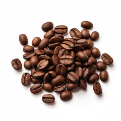 Naklejka premium Roasted Coffee Beans Close Up Isolated on White Background