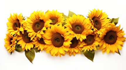 Obraz premium A cluster of sunflowers, their golden faces turned towards the sun