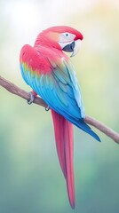 Obraz premium A colorful parrot is perched on a branch