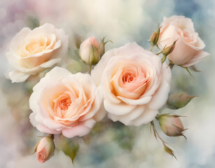 Obraz premium watercolor Background of delicate roses. The photograph shows a background of flowers