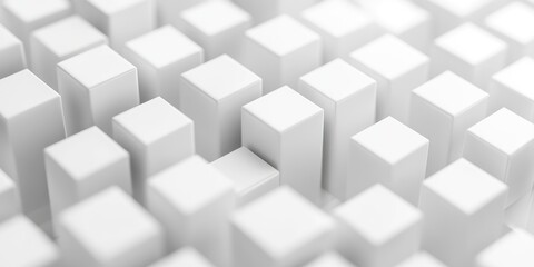 Randomly shifted white cubes forming a background with space for text.