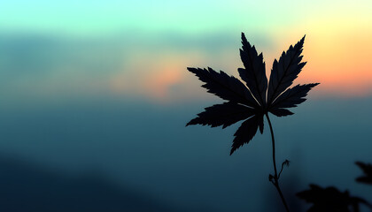 Obraz premium A light, abstract silhouette of an object, like a leaf or mountain, blended into the background color.