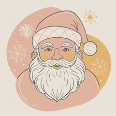 Santa face Color blobs art design on white background.