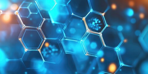 An abstract medical background with a hexagonal pattern emphasizes innovation and progress in healthcare and science.