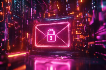 A closed envelope with a digital lock overlay