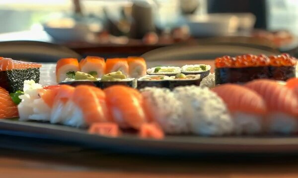 Plate of assorted sushi, Video