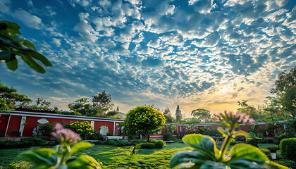 Sunlit serenity, a lush garden escape - Nature’s Harmony, sunset in bloom