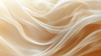 Fototapeta premium Abstract pattern created by beige sheer fabric with light shining through.