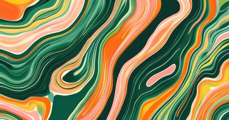 Obraz premium A vibrant abstract design featuring flowing lines and colors reminiscent of natural patterns.