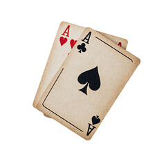 Playing Cards Aces Artwork, Two Aces Illustration, Vintage Card Design, Ace of Spades and Ace of Hearts Image, Poker Cards