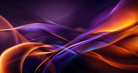 Obraz premium A vibrant abstract design featuring flowing waves of purple, orange, and blue hues.