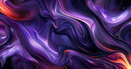 Obraz premium A vibrant abstract design featuring flowing waves of purple, orange, and black colors.