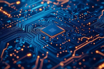 Close-up of a Modern Microchip on a Circuit Board