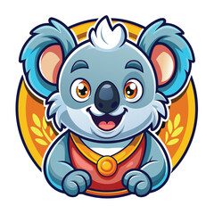 Naklejka premium Cartoon Koala Wearing a Red Vest and Gold Medal