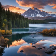 Beautiful sunset over the lake