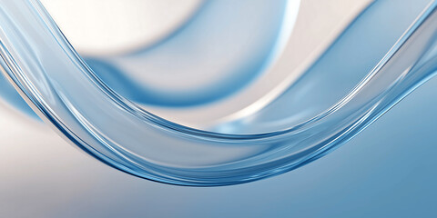 Fototapeta premium Abstract Blue Fluid Waves Featuring Smooth, Glass-Like Curves Creating a Futuristic and Serene Design