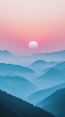 Fototapeta premium Misty mountains at sunrise with colorful sky