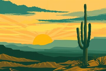 A door in a sand-colored wall opens to reveal a desert landscape with a blue sky. Beautiful simple AI generated image