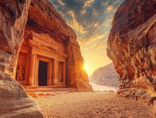 Ancient Nabataean rockcut tombs in Petra