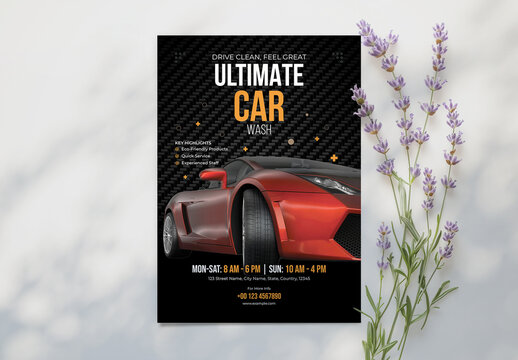 Clean Car Wash Flyer Design Layout