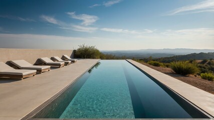 stock photography modern minimalist pool with a morning view