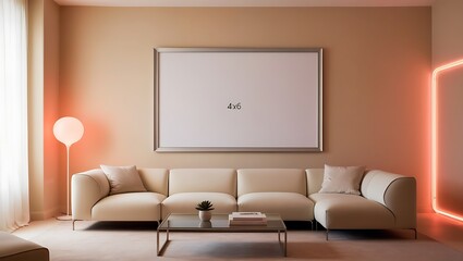 Japanese-Inspired House Interior: A Serene Fusion of Minimalist Design, Natural Elements, and Zen Aesthetics Featuring a Blank Frame Mockup for a Balanced and Harmonious Space