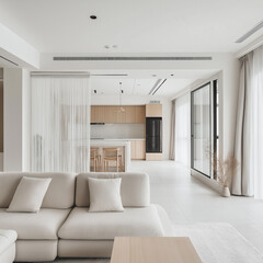 Modern living room interior with fireplace, ideal for cozy nights