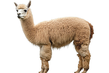 Fototapeta premium Funny alpaca full-length on transparent background