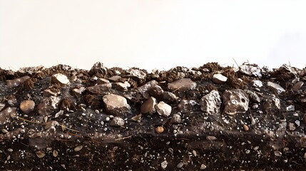 Detailed Healthy Soil Cross Section with Natural Organic Texture and Copy Space