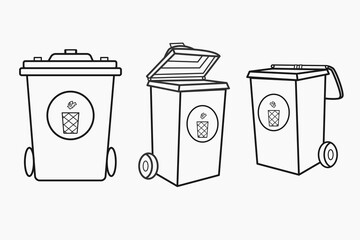 Simple Line Drawing of a Recycling Bin