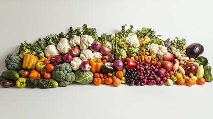 An Abundance of Fresh Produce Displayed in a Row