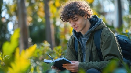 Creative Mental Health: Young Man Sketching Outdoors as Coping Mechanism for Youth