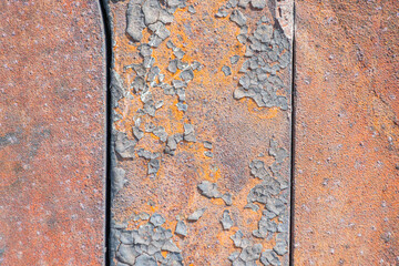 The grunged rusty on the wall isolated. Rust metal texture on the wall background. Abstract of...