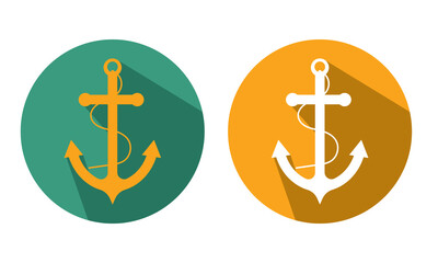 Anchor icon. Anchor in sea. Nautical symbol. Simple anchor flat style .  isolated on  white background. Vector illustration. EPS 10