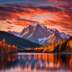 Fototapeta premium Beautiful sunset in the mountains