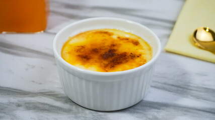 Creme brulee - traditional french vanilla cream dessert.
