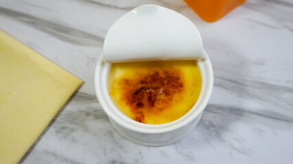 Creme brulee - traditional french vanilla cream dessert.
