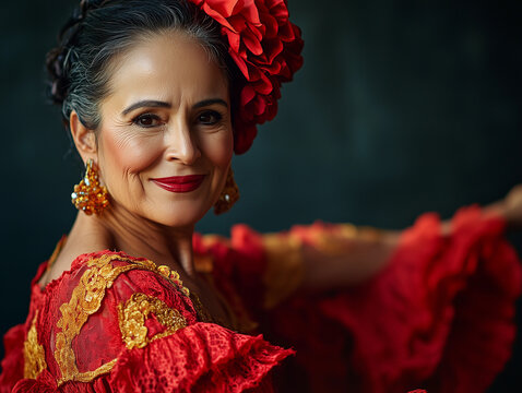 Mujer espa&ntilde;ola en verano, bailarina de flamenco, con ropas tradicionales.