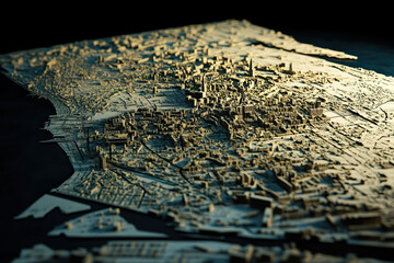 Fototapeta premium Technical aerial visual, 3D LiDAR GIS aerial map satellite scan model isolated, showing Tripoli, Libya . Elevation, topography, render