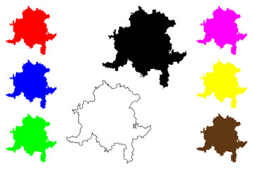 Obraz premium Saalfeld-Rudolstadt district (Federal Republic of Germany, rural district, Free State of Thuringia) map vector illustration, scribble sketch Saalfeld Rudolstadt map