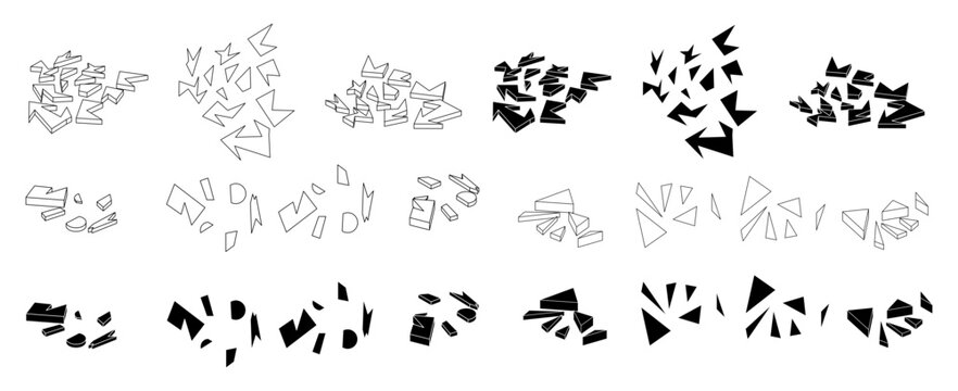 shards vector silhouettes. broken pieces. vandalism